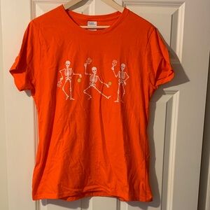 Port and Company Orange Tee with Skeleton Design